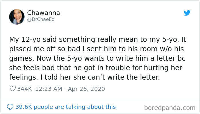 12 Y.O. Gets Sent To His Room For Insulting His 5 Y.O. Sister, She Wants To Apologize For Getting Him In Trouble But Mom Won’t Let Her 12 Y.O. Gets Sent To His Room For Insulting His 5 Y.O. Sister, She Wants To Apologize For Getting Him In Trouble But Mom Won’t Let Her