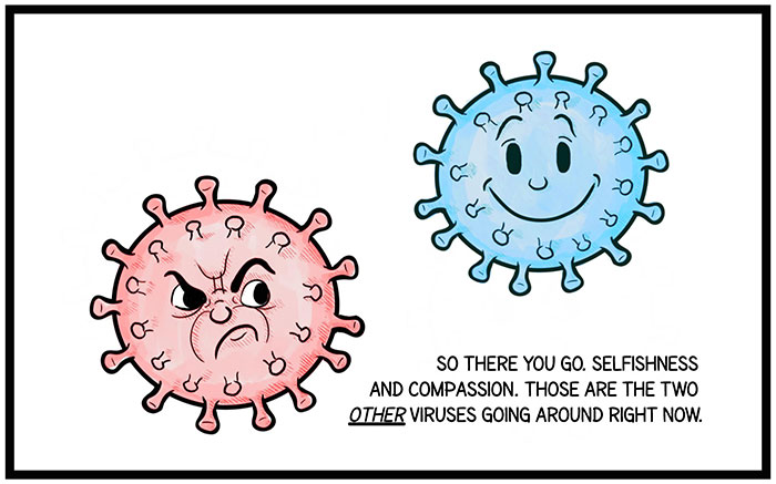 "The 2 Other Viruses Going Around Right Now": Artist Illustrates The Contagious Behaviors That People Are Falling For "The 2 Other Viruses Going Around Right Now": Artist Illustrates The Contagious Behaviors That People Are Falling For