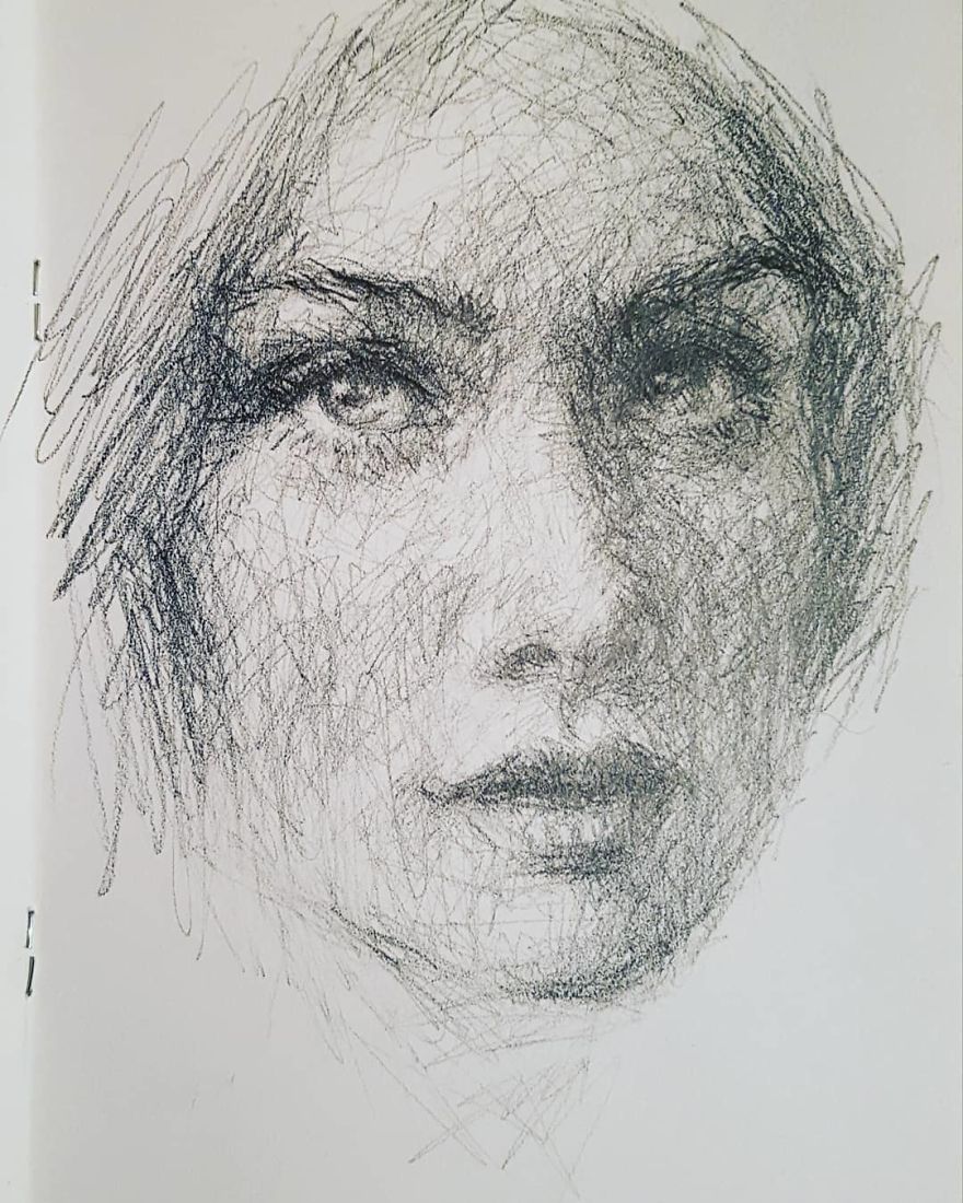 Self-Taught Artist Makes Amazing Female Portraits Based On Doodles