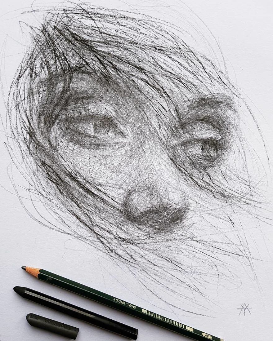 Self-Taught Artist Makes Amazing Female Portraits Based On Doodles