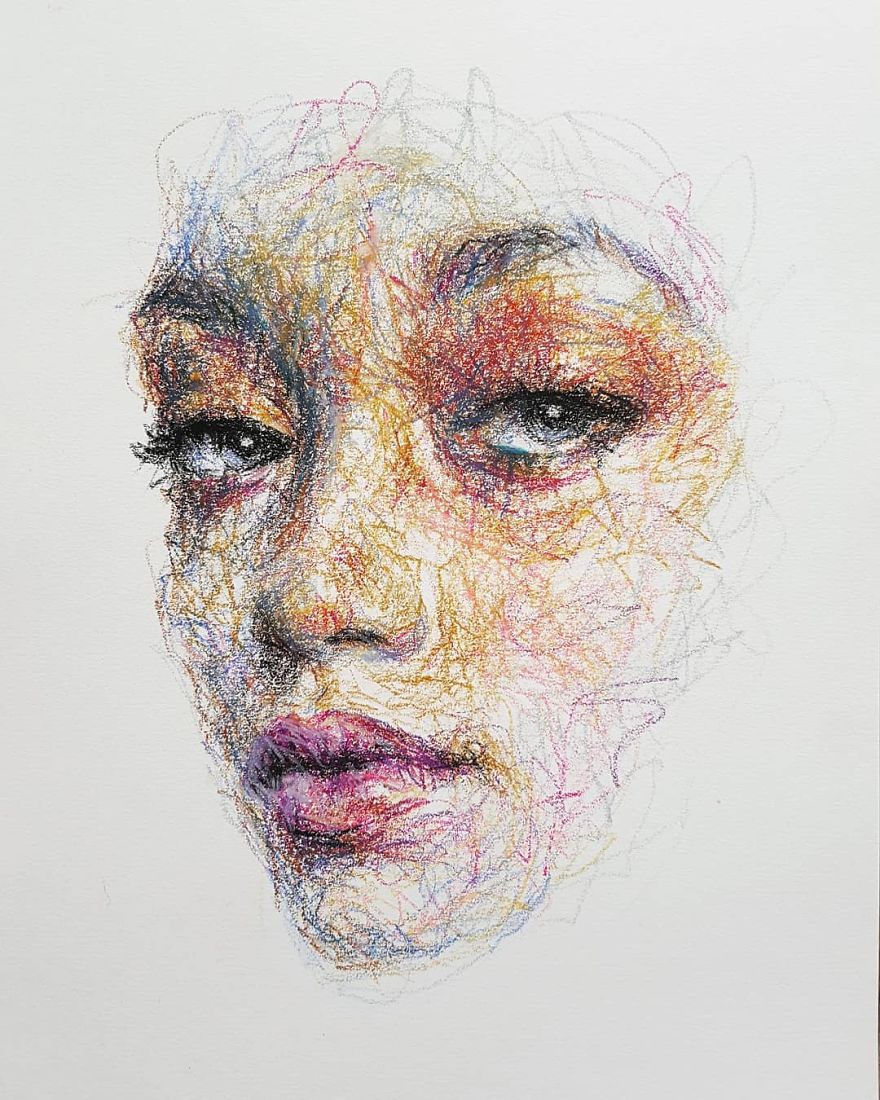 Self-Taught Artist Makes Amazing Female Portraits Based On Doodles