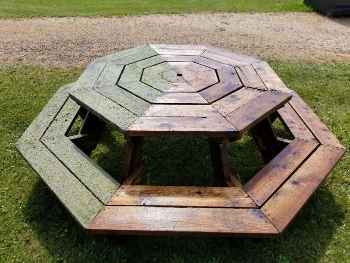 Cedar Picnic Table I Power Washed Last Summer. It Had Sat In The Shade Unused For 9 Years. It's Good As New