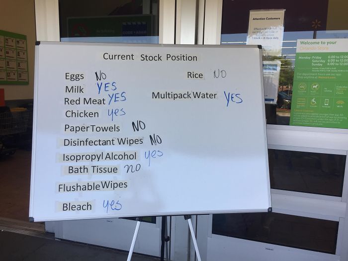 This Sign Outside Of A Walmart Telling You What Is In Stock