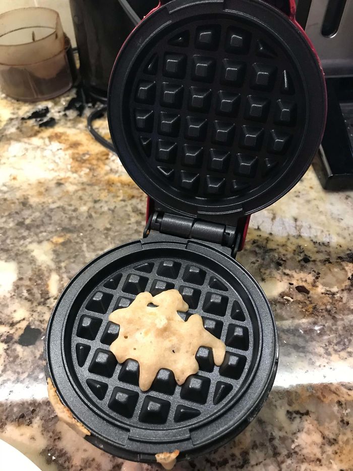 The Amount Of Waffle Batter My Wife And Kids Left For Me