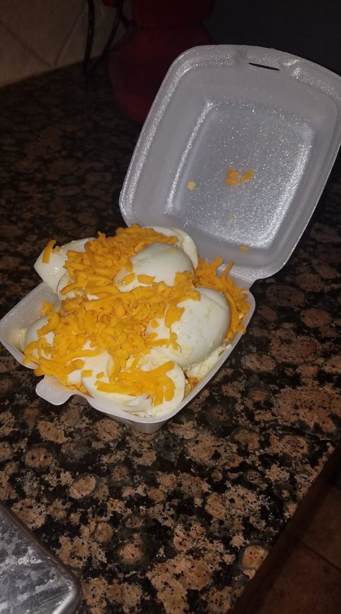 Ordered The Side Salad And Requested Egg And Cheese Only. They Took It Literally