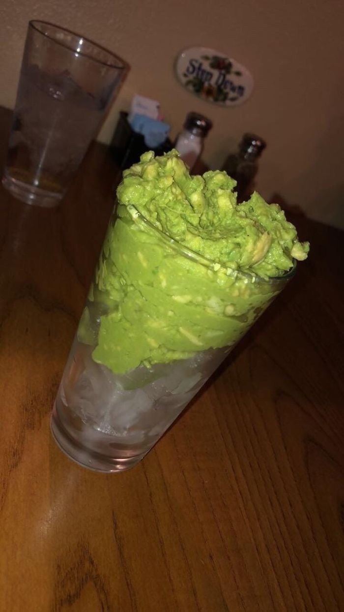 We Asked Our Waitress For A Glass Of Ice And Some Guacamole. This Is What We Got
