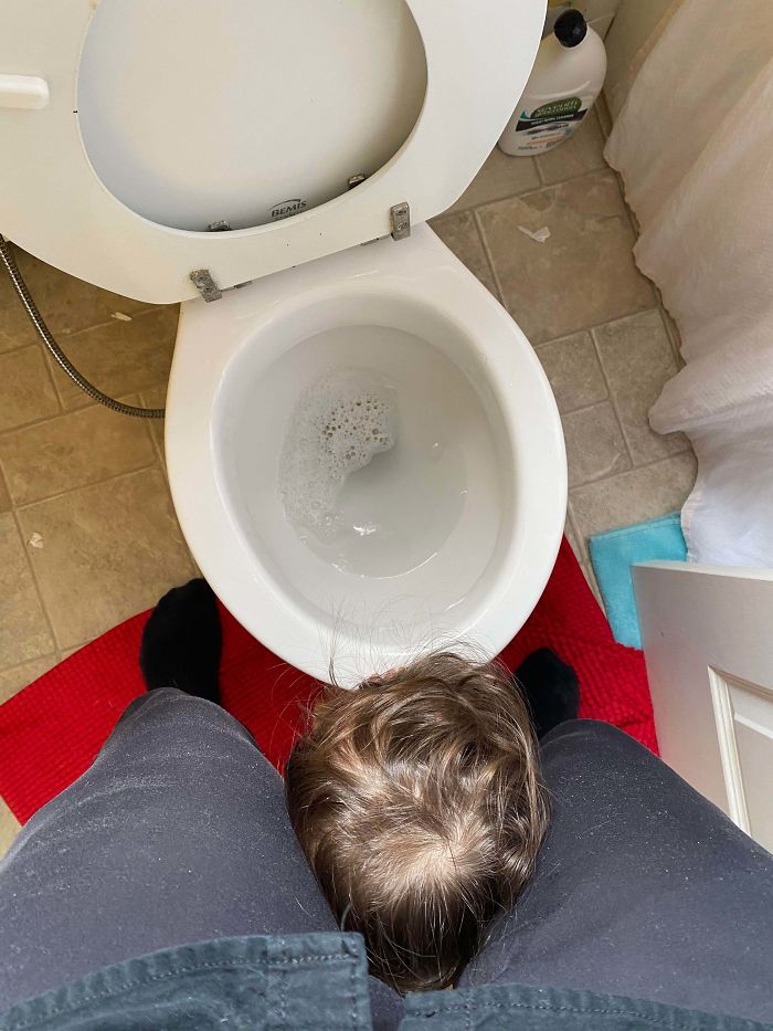 Ran In Between My Legs To Watch Me Pee. I'm Glad I Hadn't Started