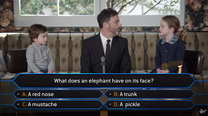 Jimmy Kimmel Hosts 'Who Wants To Be A Millionaire' For His Two Kids And Billy Adorably Loses His Patience Jimmy Kimmel Hosts 'Who Wants To Be A Millionaire' For His Two Kids And Billy Adorably Loses His Patience