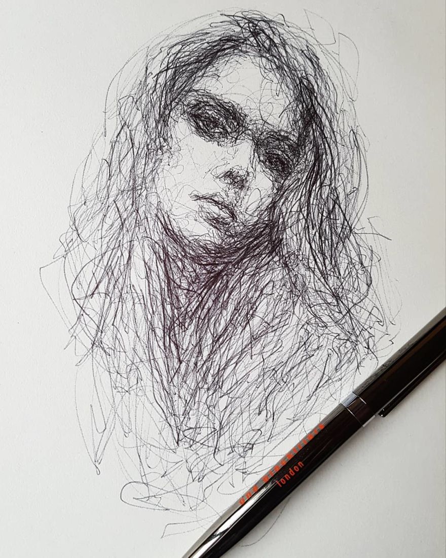 Self-Taught Artist Makes Amazing Female Portraits Based On Doodles