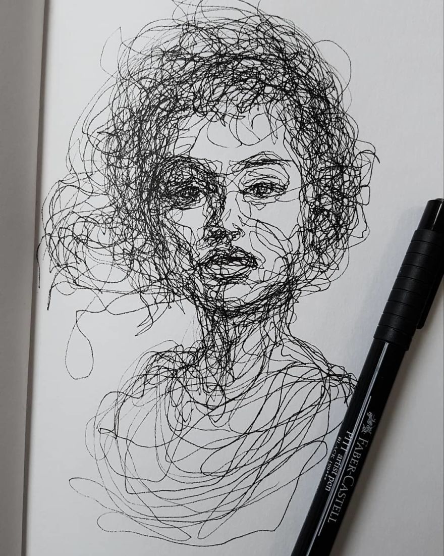 Self-Taught Artist Makes Amazing Female Portraits Based On Doodles