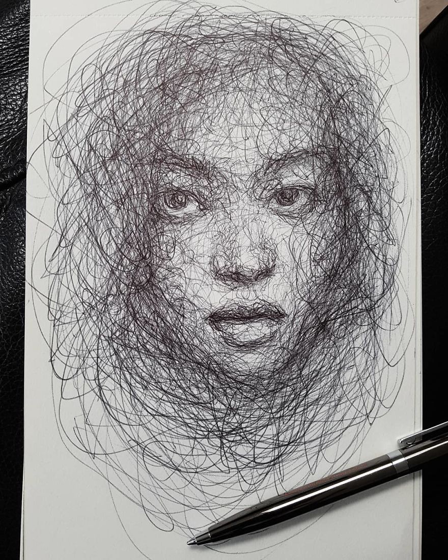Self-Taught Artist Makes Amazing Female Portraits Based On Doodles