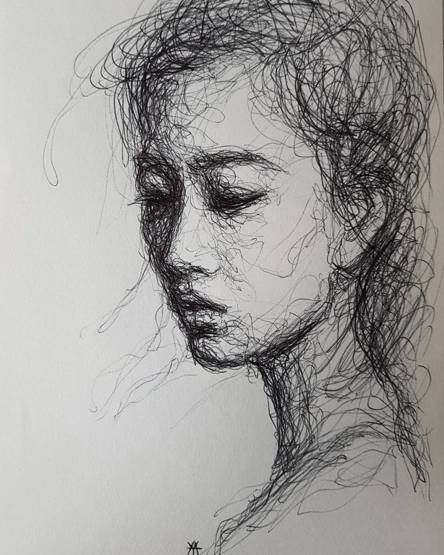 Self-Taught Artist Makes Amazing Female Portraits Based On Doodles