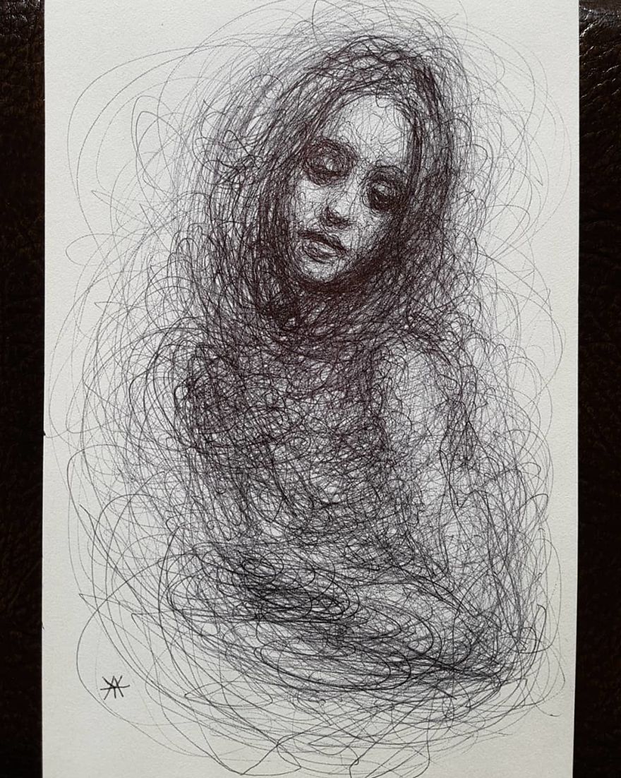 Self-Taught Artist Makes Amazing Female Portraits Based On Doodles