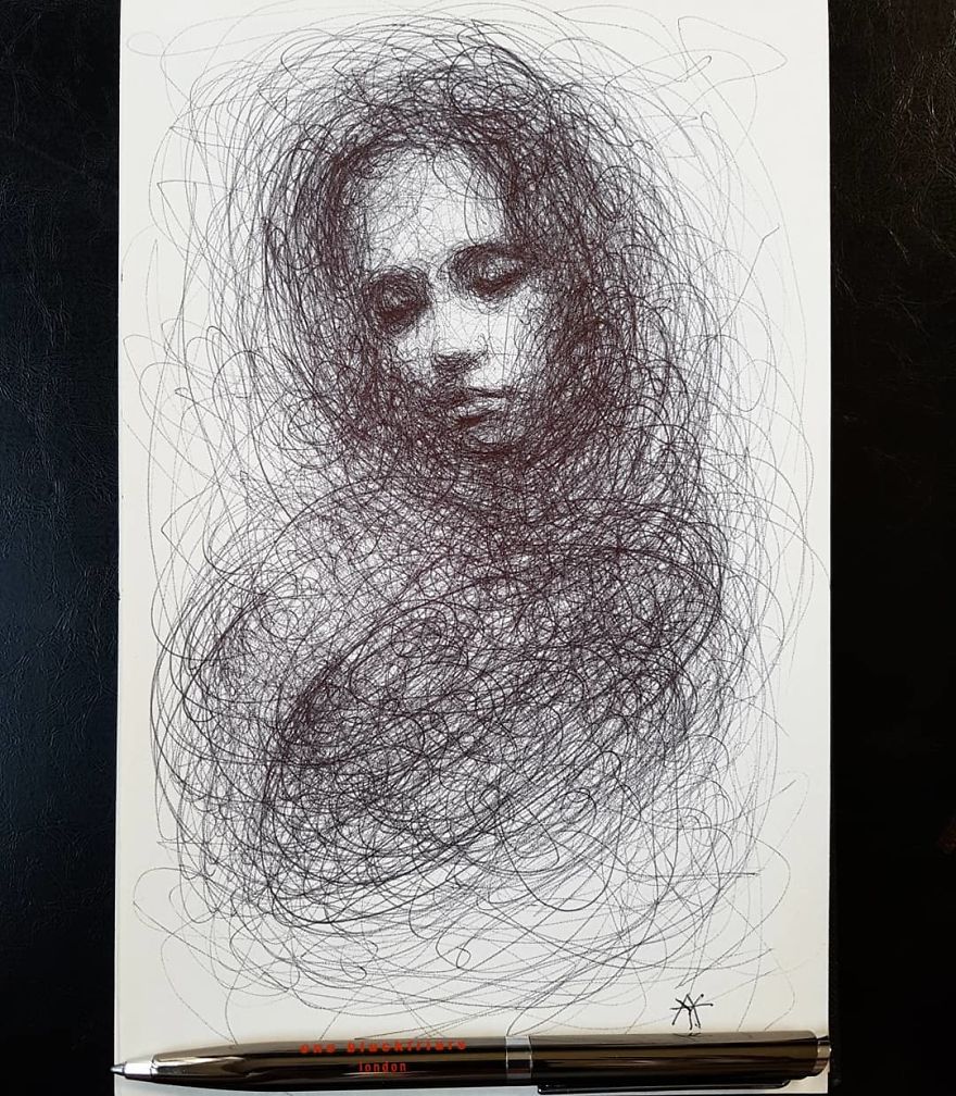 Self-Taught Artist Makes Amazing Female Portraits Based On Doodles