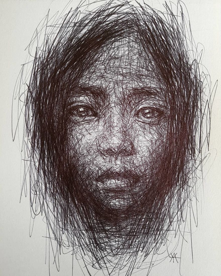 Self-Taught Artist Makes Amazing Female Portraits Based On Doodles