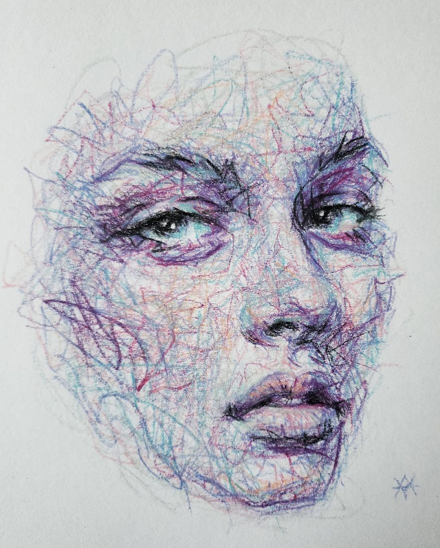 Self-Taught Artist Makes Amazing Female Portraits Based On Doodles