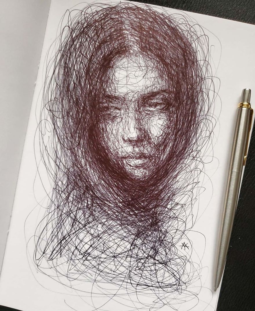 Self-Taught Artist Makes Amazing Female Portraits Based On Doodles