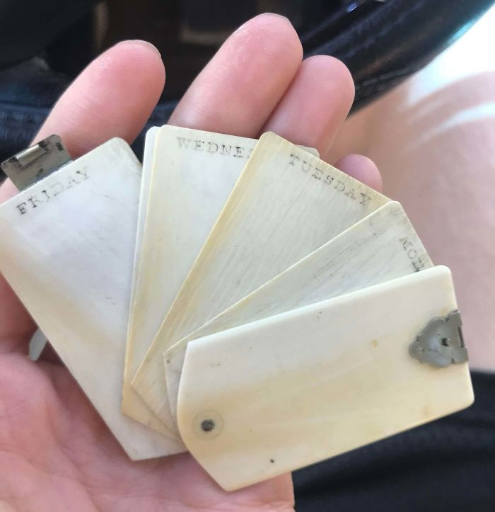 Thin Slabs Of Ivory With Days Of The Week On The Top Found In My Closet