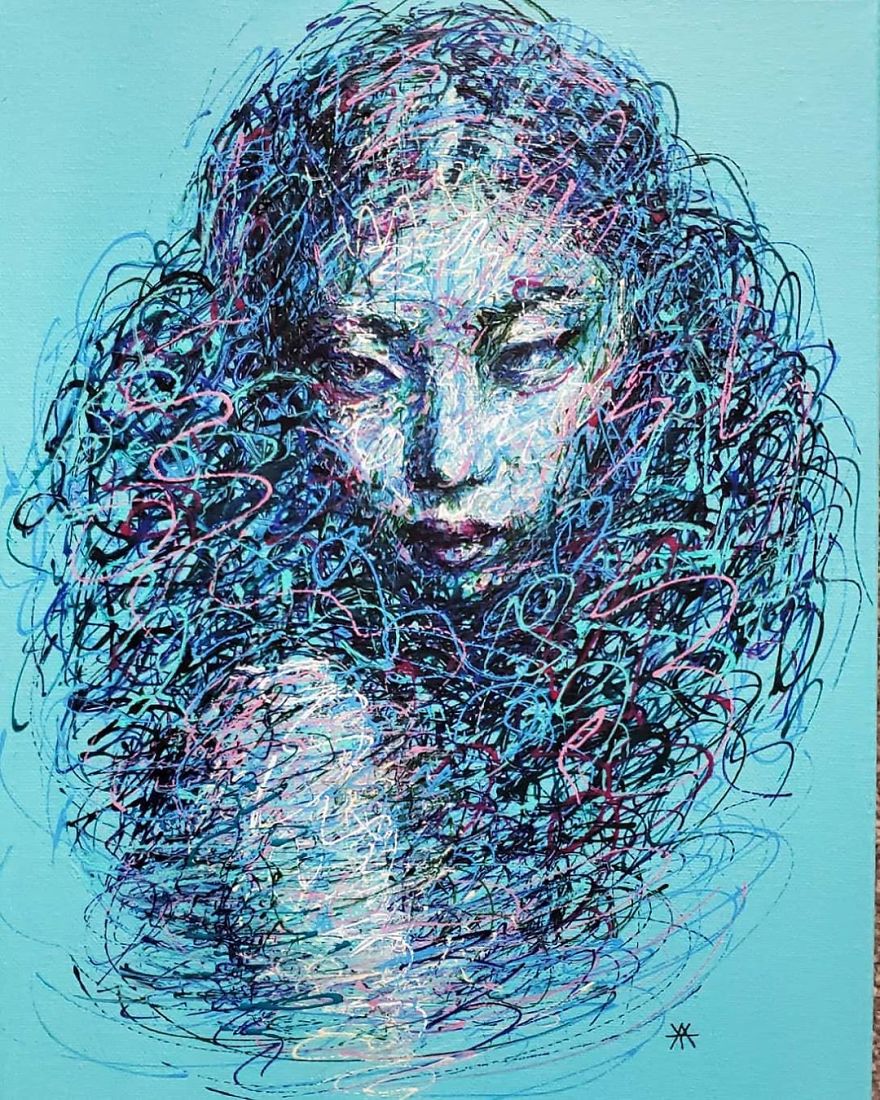 Self-Taught Artist Makes Amazing Female Portraits Based On Doodles