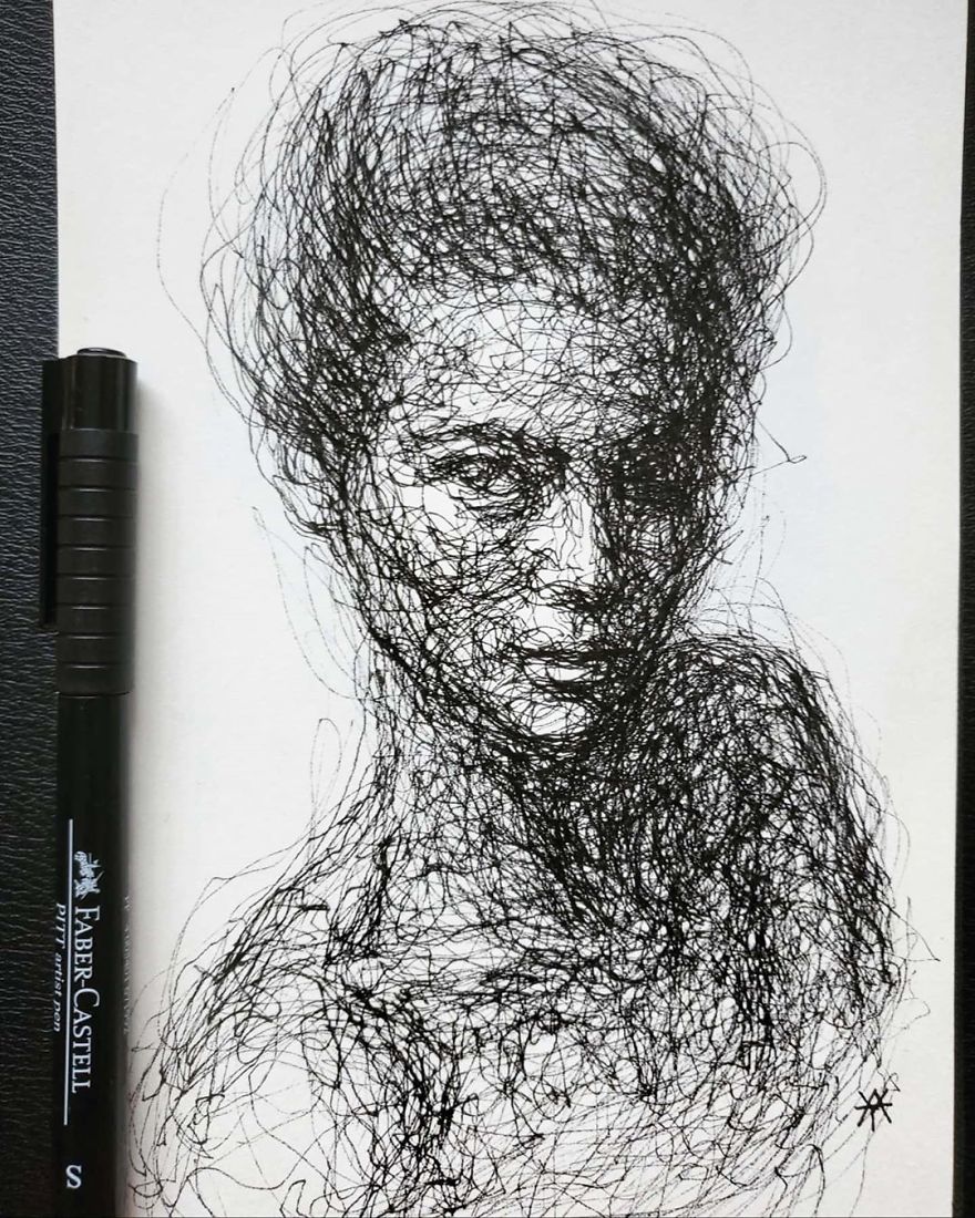 Self-Taught Artist Makes Amazing Female Portraits Based On Doodles