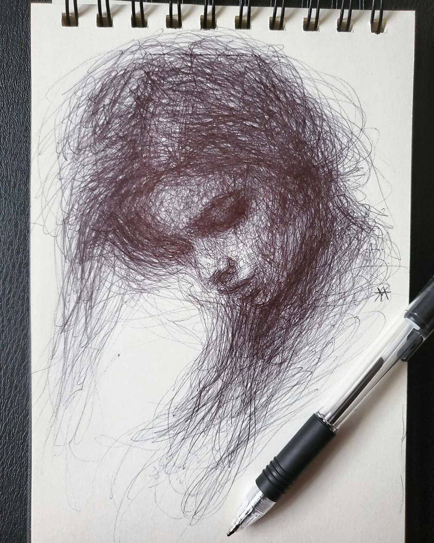 Self-Taught Artist Makes Amazing Female Portraits Based On Doodles