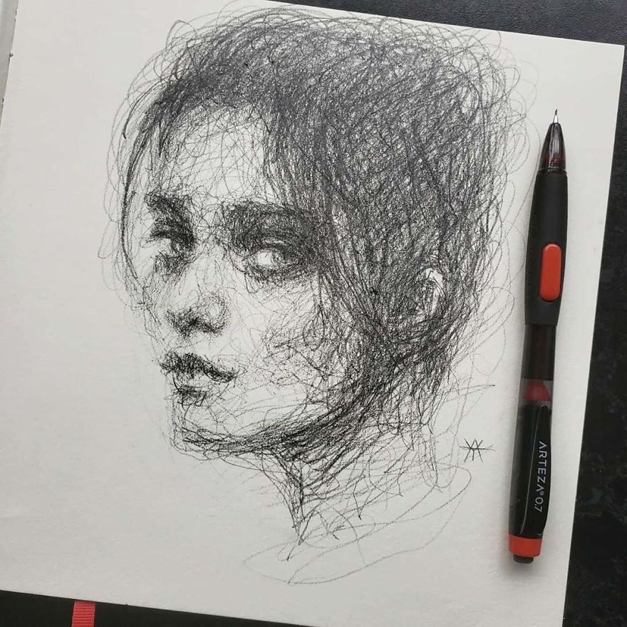 Self-Taught Artist Makes Amazing Female Portraits Based On Doodles