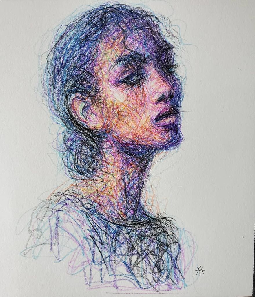 Self-Taught Artist Makes Amazing Female Portraits Based On Doodles