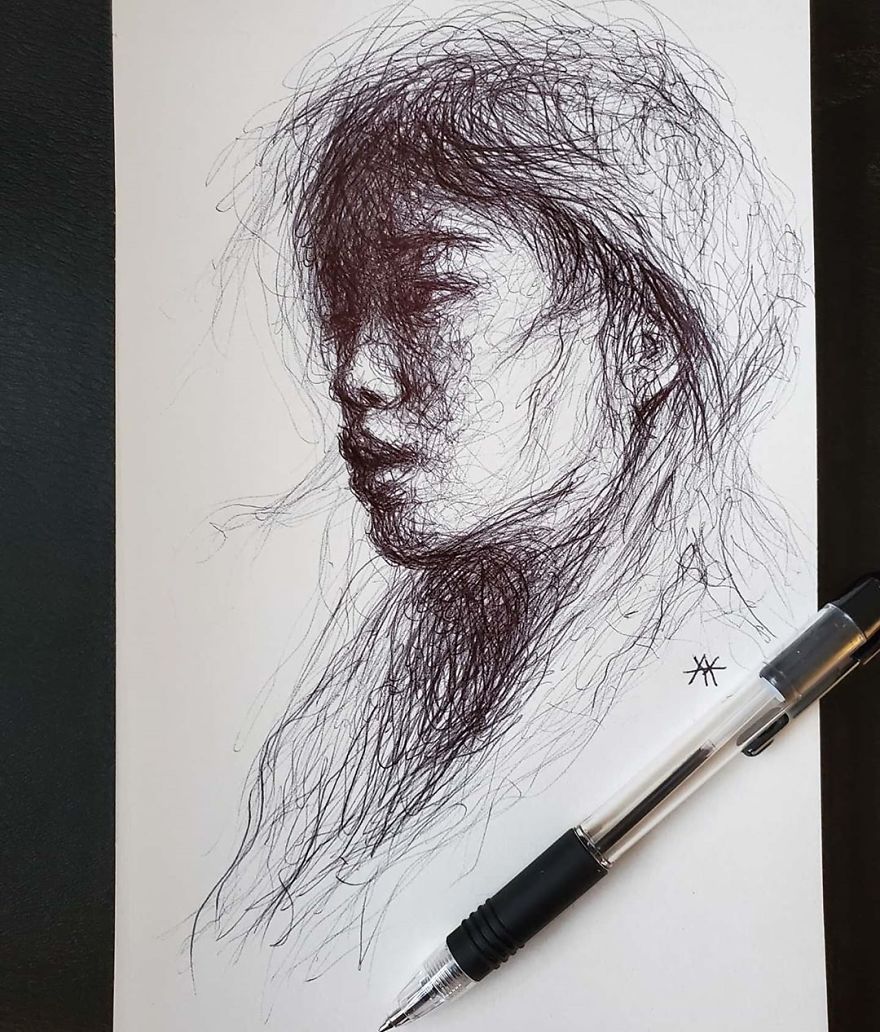 Self-Taught Artist Makes Amazing Female Portraits Based On Doodles
