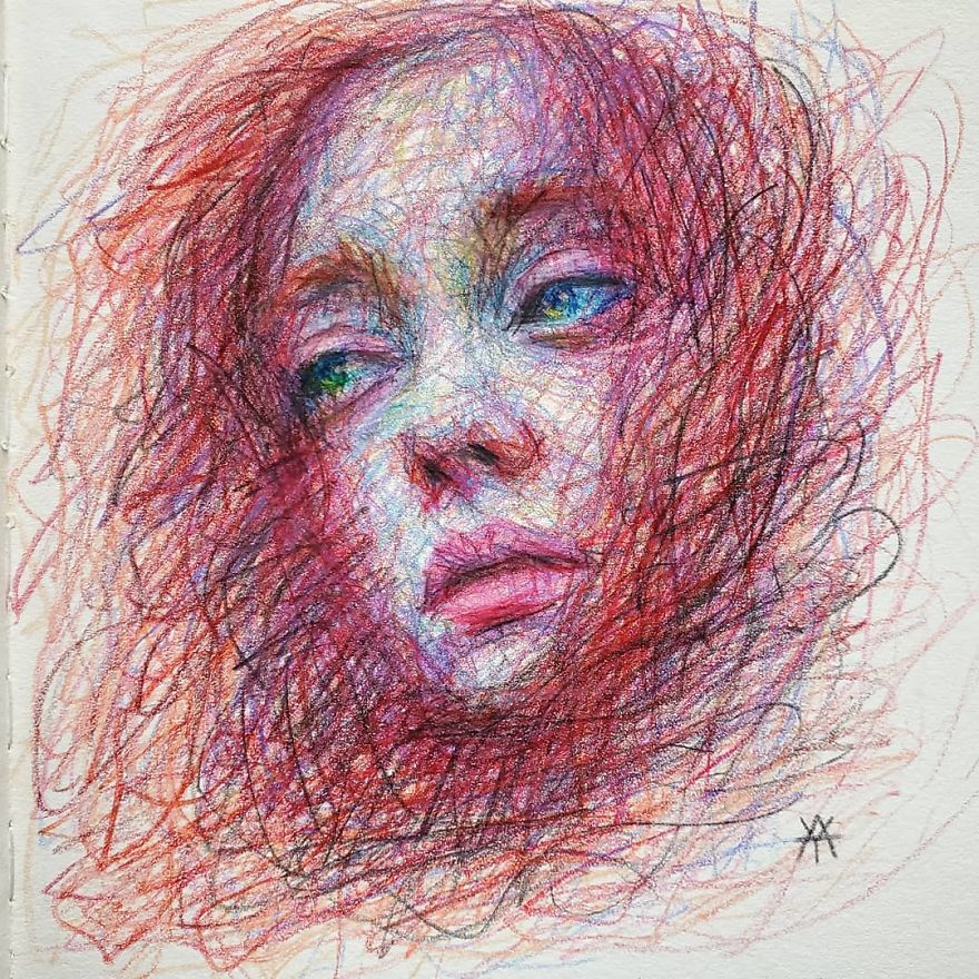 Self-Taught Artist Makes Amazing Female Portraits Based On Doodles