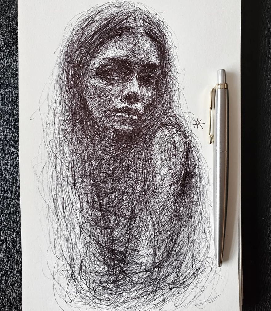 Self-Taught Artist Makes Amazing Female Portraits Based On Doodles