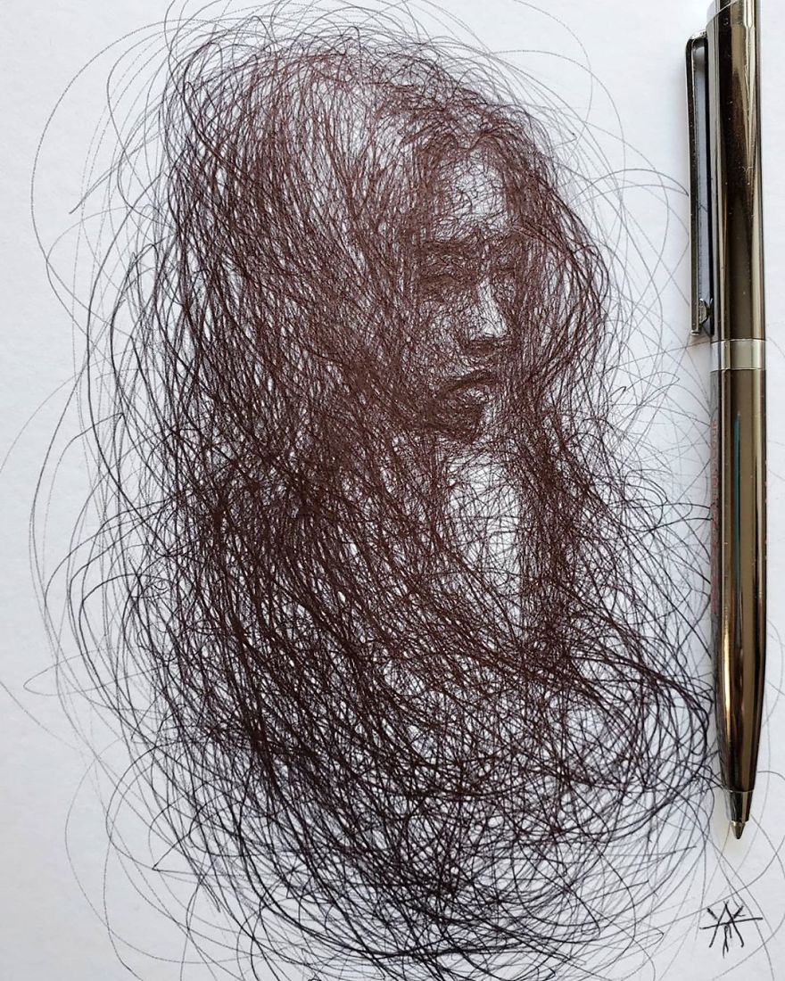 Self-Taught Artist Makes Amazing Female Portraits Based On Doodles
