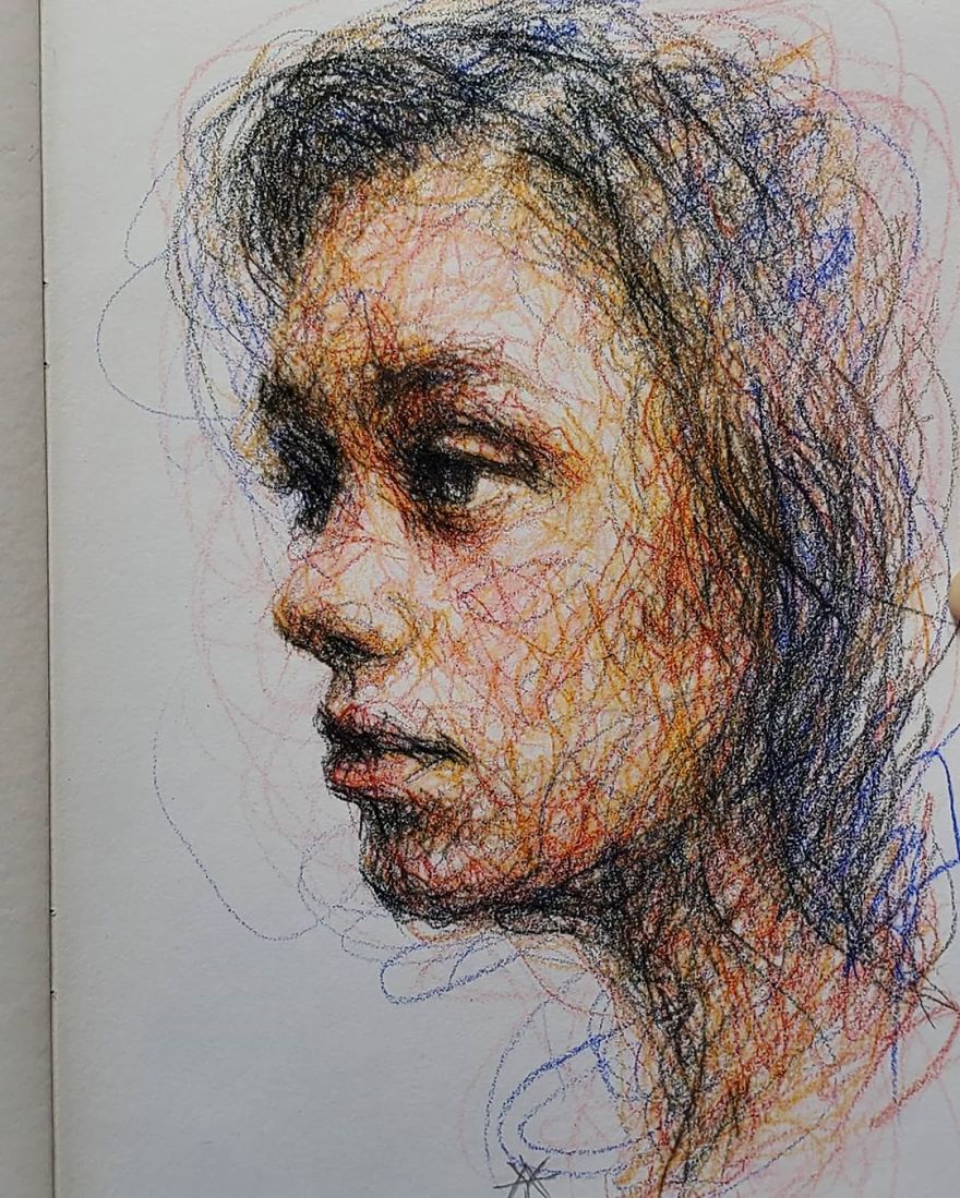 Self-Taught Artist Makes Amazing Female Portraits Based On Doodles