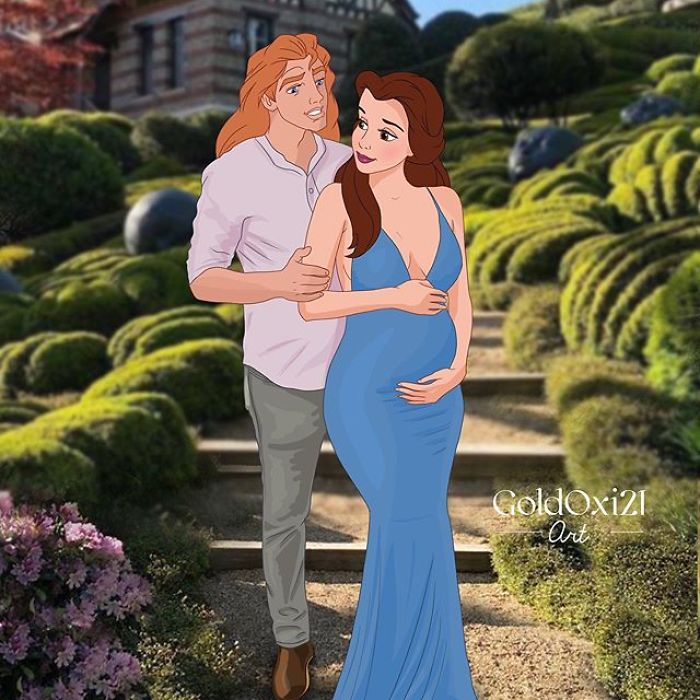 Artist Reimagines Disney Princesses As Pregnant Women And Gives Dad Bodies To The Princes Artist Reimagines Disney Princesses As Pregnant Women And Gives Dad Bodies To The Princes