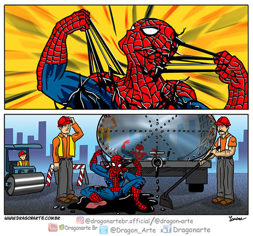 Artist Shows The Daily Lives Of Our Favorite Superheroes And The Result Is Hilarious