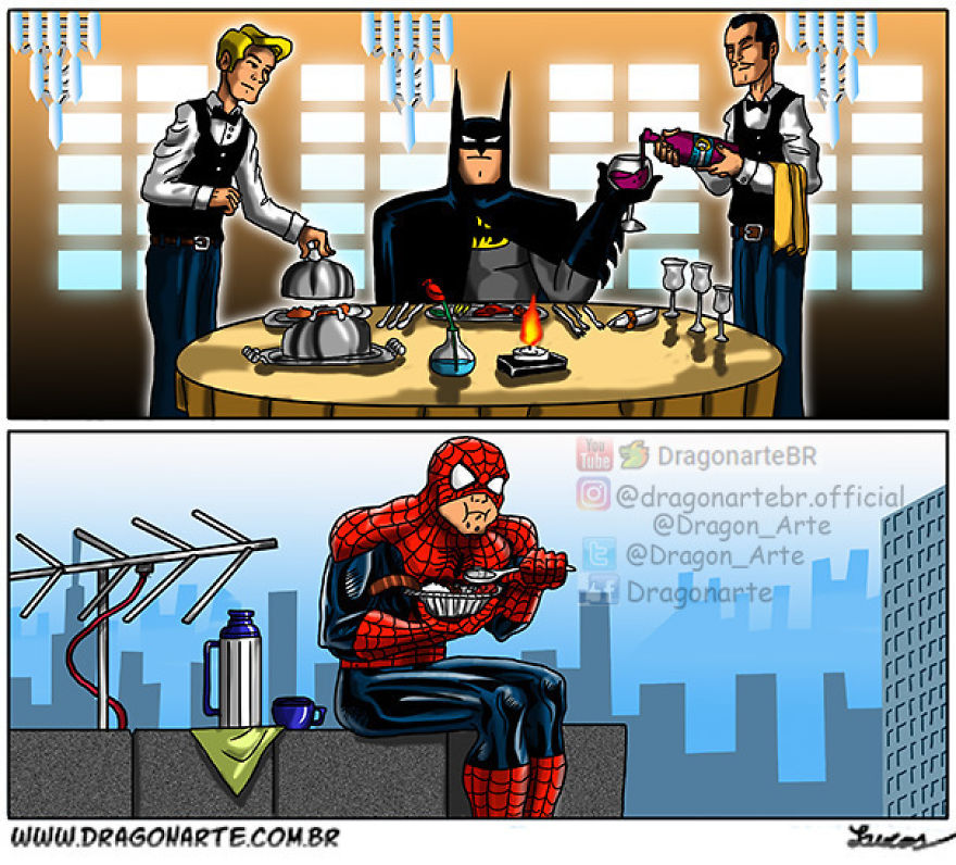 Artist Shows The Daily Lives Of Our Favorite Superheroes And The Result Is Hilarious