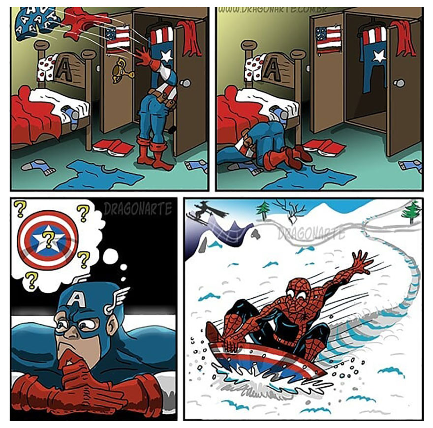 Artist Shows The Daily Lives Of Our Favorite Superheroes And The Result Is Hilarious