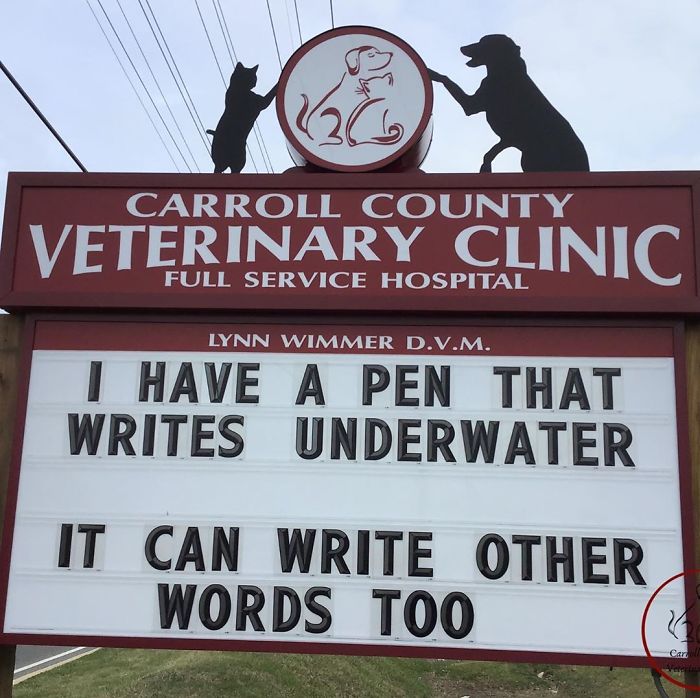 Funny-Carroll-County-Veterinary-Clinic-Signs