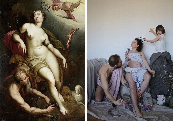 Jacob De Backer, "Allegory of christian patience with chronos releasing her from shackles", early 17th century