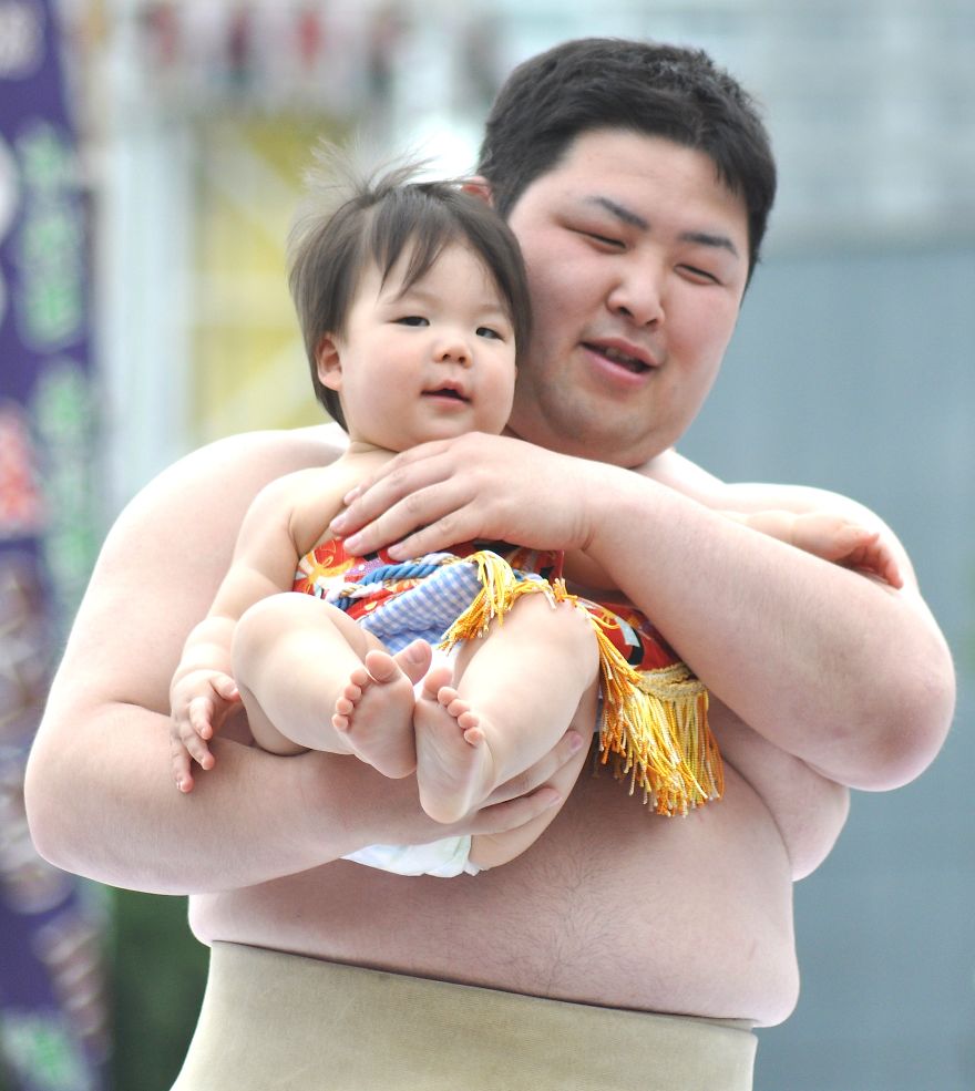 Sumo Wrestlers And Babies - Japanese Baby-Crying Sumo Festival