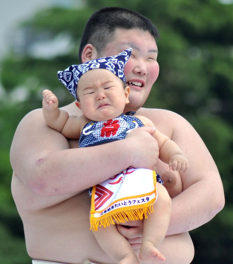 Sumo Wrestlers And Babies - Japanese Baby-Crying Sumo Festival