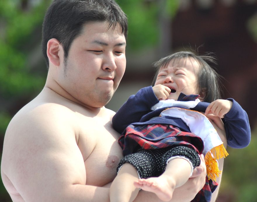 Sumo Wrestlers And Babies - Japanese Baby-Crying Sumo Festival