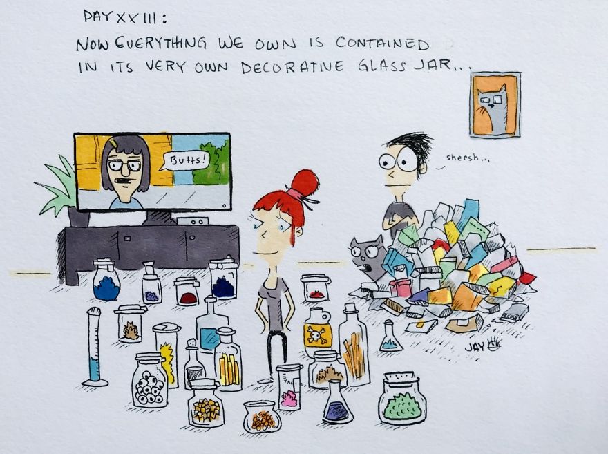 I Illustrated Each Day Of Quarantine With My Wife And A Cat (20 Pics) I Illustrated Each Day Of Quarantine With My Wife And A Cat (20 Pics)