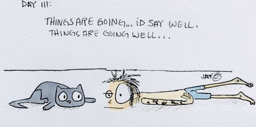 I Illustrated Each Day Of Quarantine With My Wife And A Cat (20 Pics) I Illustrated Each Day Of Quarantine With My Wife And A Cat (20 Pics)