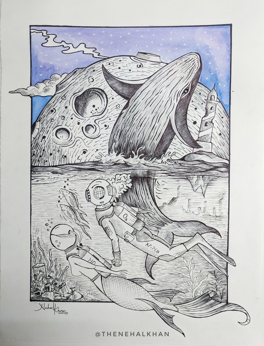 Save Our Ocean - Inktober 2019 - Nehal Khan