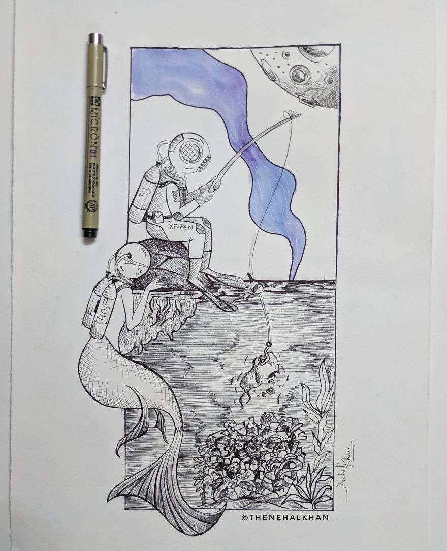 Save Our Ocean - Inktober 2019 - Nehal Khan