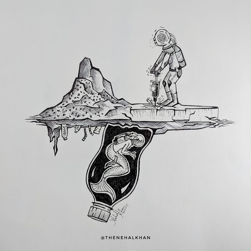Save Our Ocean - Inktober 2019 - Nehal Khan