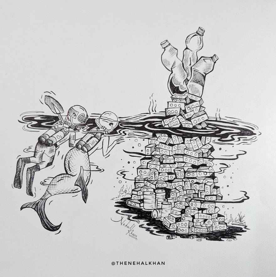 Save Our Ocean - Inktober 2019 - Nehal Khan
