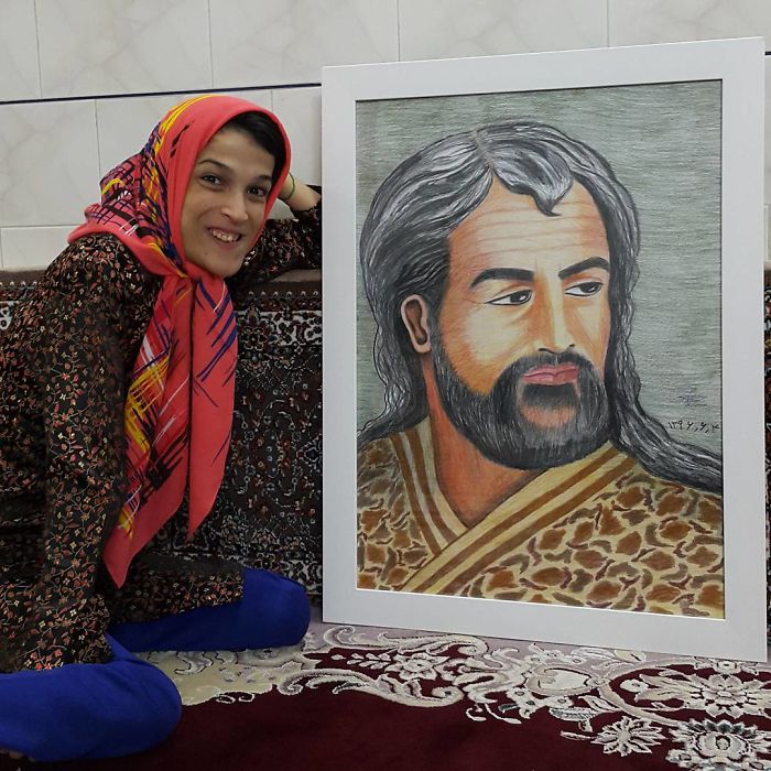 Disabled-Iranian-Artist-Draws-With-Feet-Fatemeh-Hammami-Nasrabadi