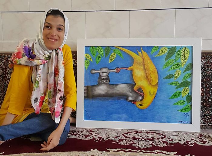 Disabled-Iranian-Artist-Draws-With-Feet-Fatemeh-Hammami-Nasrabadi