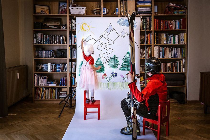 My Daughter And I Take Fun Travel Photos In Lockdown, We Are On Day 36 Of Our Mountain Adventure At Home My Daughter And I Take Fun Travel Photos In Lockdown, We Are On Day 36 Of Our Mountain Adventure At Home